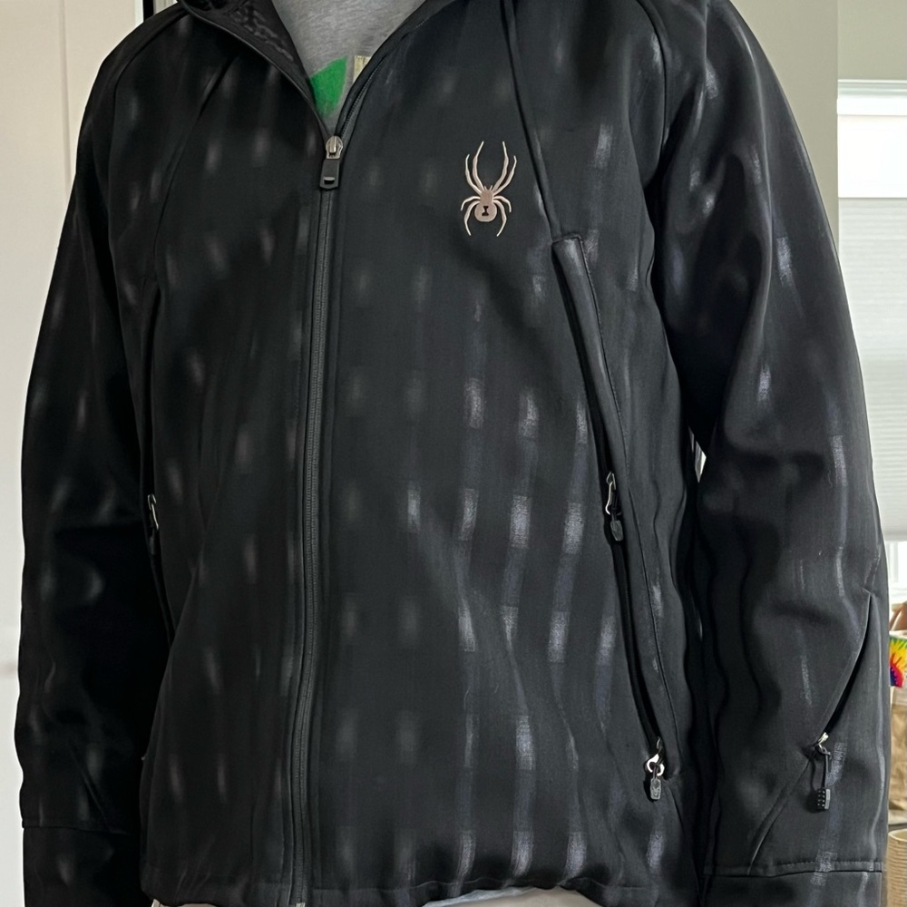 Spyder black with white highlights soft shell ski jacket